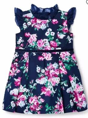 Janie & Jack Floral Satin Ruffle Dress Size 6